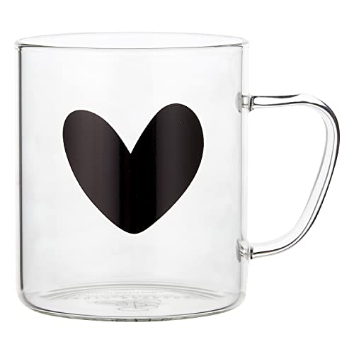 Creative Brands Santa Barbara Design Studio Sippin' Pretty Clear Glass Coffee Mug, 13-Ounce, Heart