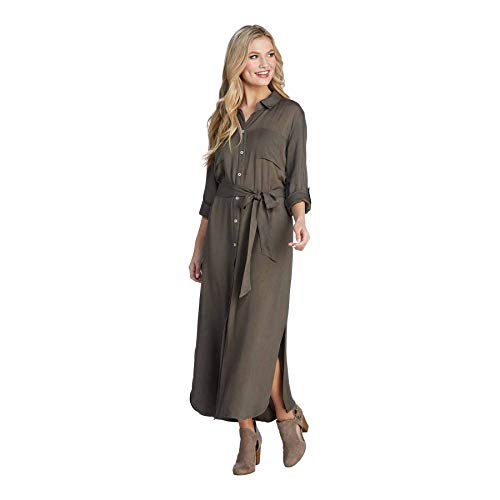 Mud Pie Gray Mel Button-Down Dress, Small