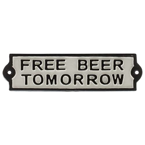 HomArt Free Beer Tomorrow Decorative Sign, 8.25-inch Length, Cast Iron