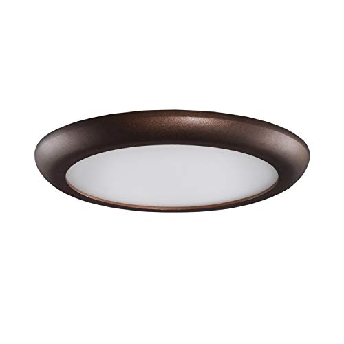 Next Glow Ultra Slim 6.5 Inch LED Ceiling Light Fixture | Round Surface Mount 1100LM Dimmable Lighting for Kitchen, Bathroom, Bedroom, Closet, Porch | Luxurious ETL Flush Mount Light | Bronze Finish / 3000K