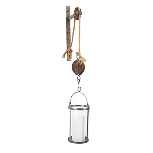Melrose 58868 Pulley Mounted Canister, 13-inch High, Metal and Glass