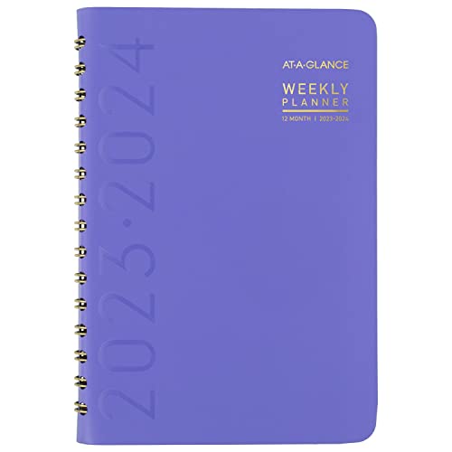 ACCO (School) AT-A-GLANCE 2023-2024 Planner, Weekly & Monthly Academic Appointment Book, 5" x 8", Small, Contemporary, Purple (70101X1824)