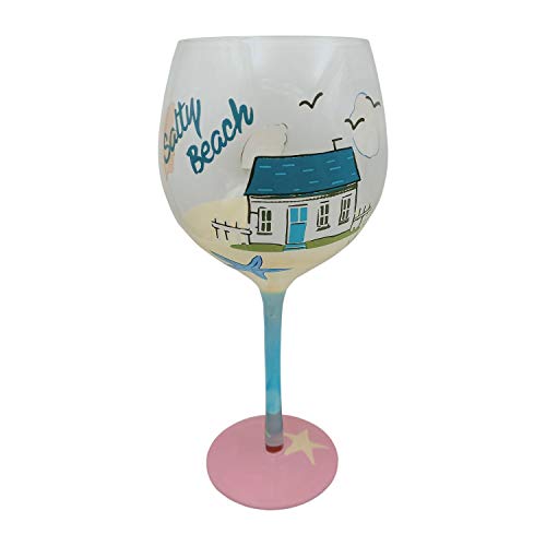 Beachcombers B22352 Beach Side Painted Wine Glass, 8.7-inch High