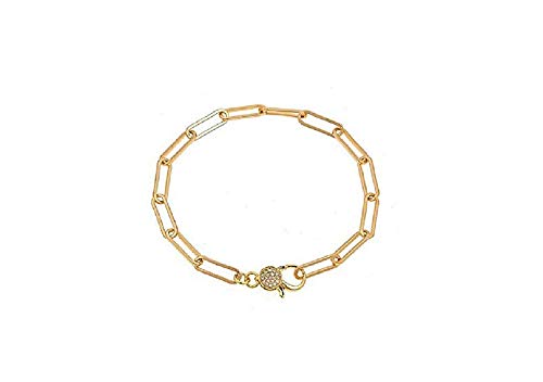 Maya J CZBB34Y Paper Clip Chain Bracelet with Cz Closure, Large, Yellow, Brass