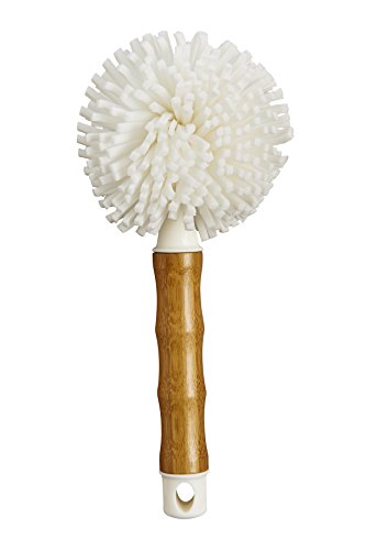HIC Harold Import Co. Bamboo Glass Brush, White