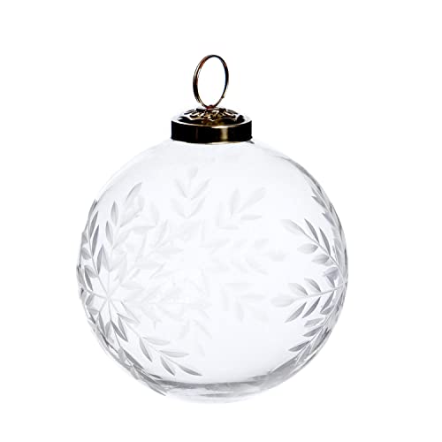 Park Hill Collection XAO10654 Snowflake Engraved Ball Ornament, Small, 4-inch Diameter, Glass