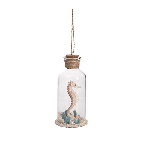 Beachcombers B22896 Decorative Hanging Ornament (Sea Horse in a Glass Bottle, 5-inch Height)