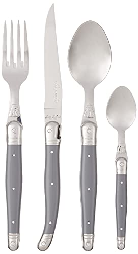 The French Farm Jean Dubost 24 Piece Everyday Flatware Set in Tray, Gray