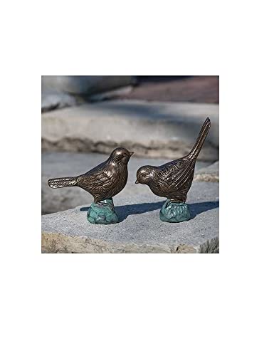 Roman Bird Statues, 8-inch Height, Resin and Stone Mix, Set of 2, Bronze and Blue, for Office D√©cor, Home D√©cor, Indoor, Outdoor, Garden