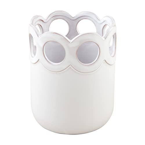 Mud Pie Utensil Holder, 6.5" x 5" dia, White