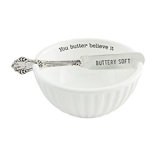 Mud Pie Soft Butter Dish Set, 4.5-inch