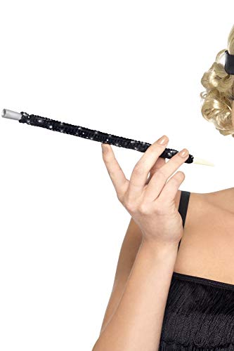 Smiffys Adult Unisex Sequinned Cigarette Holder, Black, One Size, 26284