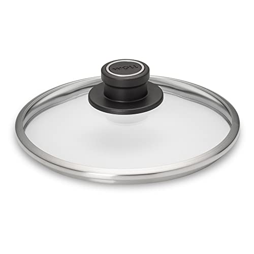 Frieling Woll Tempered Glass with Stainless Steel Rim and Vented Knob Round Lid, 8-Inch Diameter, 8", Clear