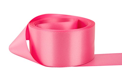 Ribbon Bazaar Double Faced Satin Ribbon - Premium Gloss Finish - 100% Polyester Ribbon for Gift Wrapping, Crafts, Scrapbooking, Hair Bow, Decorating & More - 7/8 inch Hot Pink 50 Yards