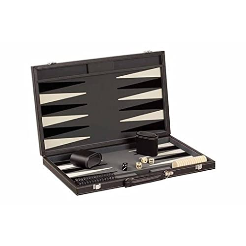 CHH 18" Black & White Backgammon Set with 1.25" Gamepiece