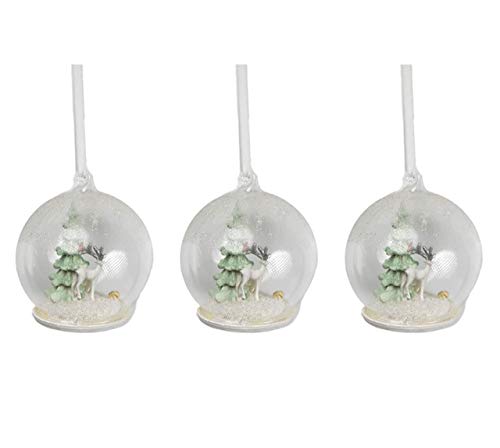 Comfy Hour Winter Holiday Home Collection Resin Tree House with Glass Ball Ornament, Set of 3