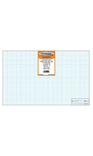 Chartpak Clearprint Vellum Sheets with Architect Title Block and 8x8 Fade-Out Grid, 22x34 Inches, 16 lb., 60 GSM, 1000H 100% Cotton, 10 Sheets/Pack, Translucent White (10222226)