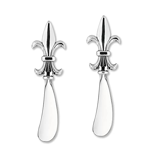 Supreme Housewares Wine Things 2-Piece Zinc Alloy Cheese Spreader/Butter Knife (Fleur-De-Lis)