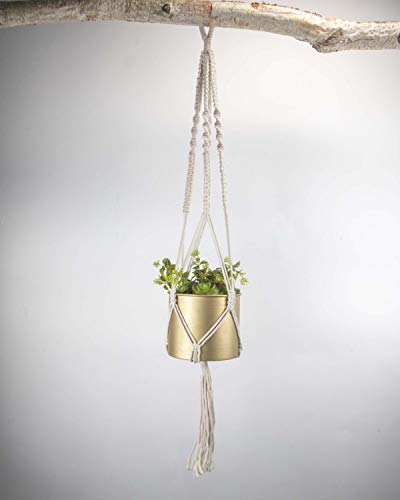 Foreside Home & Garden Gold Macram√© Hanging Metal Planter Pot