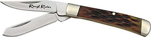 Blue Ridge Knives Rough Ryder KB201-2 AMBERJIGGED Tiny Trapper Amber Bone