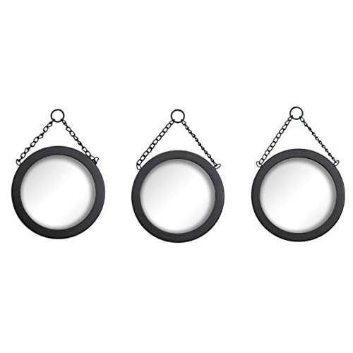 Foreside Home & Garden Set of 3 Hanging Black Glass & Metal Mirrors