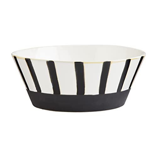 Mud Pie Striped Bowl, Black and White, 10-inch diameter