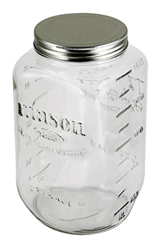 Grant Howard Mason Classics Glass Storage Jar, Metal Emboss Top, 64 Ounces, Food Storage Canning Container, Clear