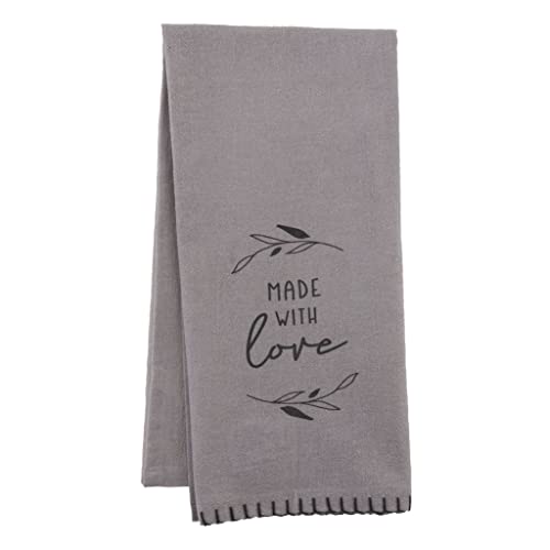 Karma Made with Love Tea Towel - 100% Cotton Hand Towels for The Kitchen - Modern Home Decor - Grey