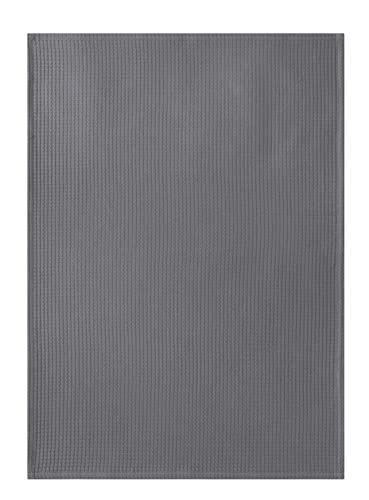 Coucke French Cotton Jacquard and Honeycomb Weave Towel, Douceur Anthracite, 20-Inches by 30-Inches, Black, 100% Organic Cotton