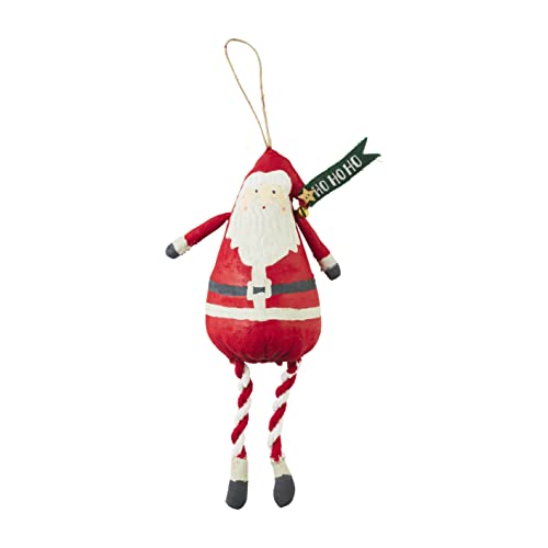 Mud Pie Ho Ho Ho Santa Dangle Ornament, 8.5 inch, Canvas