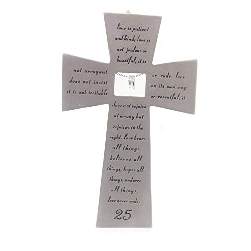 Roman 25th Silver Wedding Anniversary Wall Cross Love Never Fails