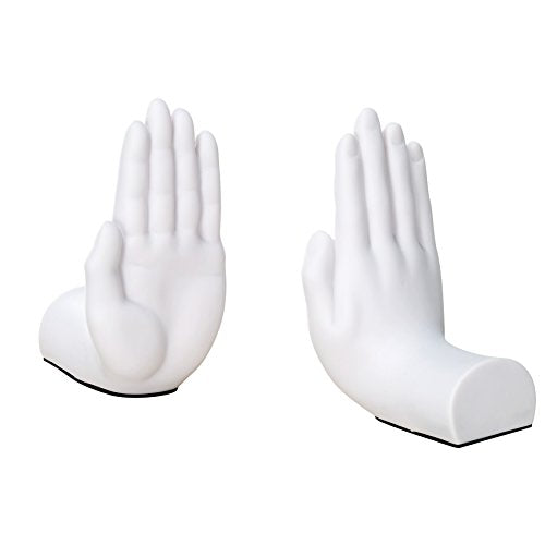 Danya B. NY8003 Contemporary Book Shelf Decor - Helping Hands Bookend Set (Set of 2) - White