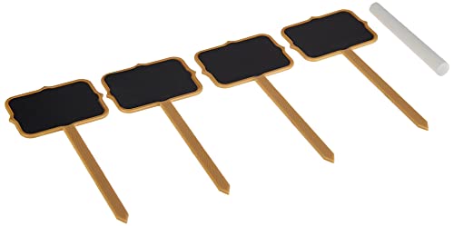 Unique Industries Unique Tableware Plastic Chalkboard Party Food Sign Picks with Chalk, 4 Ct, 3.50" X .38" X 7", Multicolor
