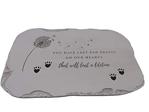 Comfy Hour Loving Memory Collection Pet Memorial Stone(You Have Left paw Prints on Our Hearts That Will Last a Lifetime), Ceramic