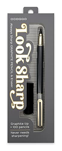 SNIFTY Look Sharp Always Sharp Pen‚Ä¢cil - Compressed graphite tip equals 100 pencils - Gray metal barrel + cap + eraser