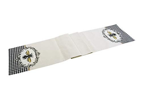 Comfy Hour Spring Is Here Collection 72"x13" Bee Table Runner, For Spring and Summer, Plaid, Honey Bee Lovers, Polyester