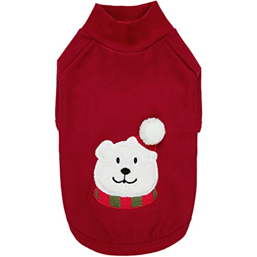 Blueberry Pet Soft & Comfy Merry Christmas Holiday Festive Bear Pullover Turtleneck Fall Winter Dog Sweatshirt Coat, Back Length 20", Warm Clothes for Large Dogs