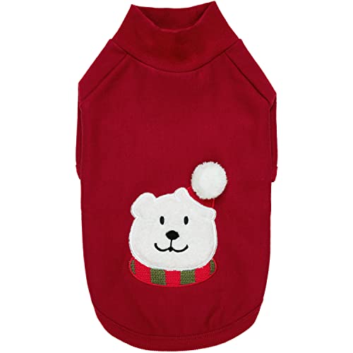 Blueberry Pet Soft & Comfy Merry Christmas Holiday Festive Bear Pullover Turtleneck Fall Winter Dog Sweatshirt Coat, Back Length 18", Warm Clothes for Large Dogs