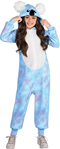 Amscan Party City Koala Zipster Halloween Costume for Girls, Plush Hooded Onesie, Blue and Purple, Large (12-14)