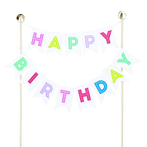 Creative Brands Slant Collections Slant Cake Topper, 10" Tall, Happy Birthday Garland