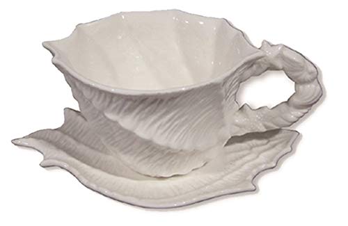 Blue Sky Clayworks Clayworkss Shell Figural Cup & Saucer White, Multi