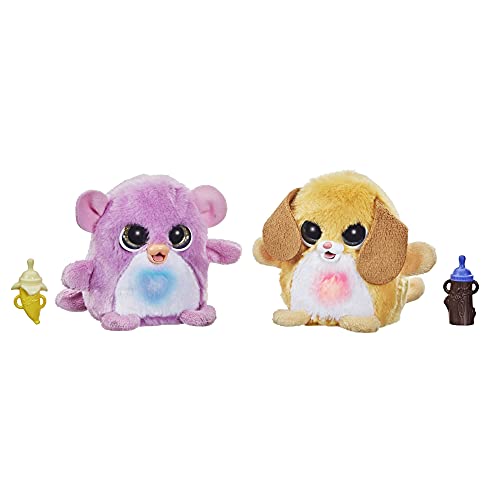 Hasbro FurReal Fuzzalots Puppy and Monkey Color Change Interactive Feeding Toy, Lights and Sounds, Ages 4 and up