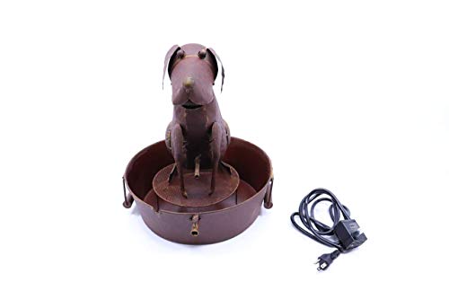 Park Hill Collection Best Friend Dog Fountain Spitter with Pump is Great Decor for Patio, Deck and Home, Folk Art Inspired Metalwork, 23x13x13.25 Inches