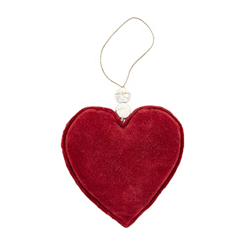 Mud Pie Heart Ornament, Red, 7-inch