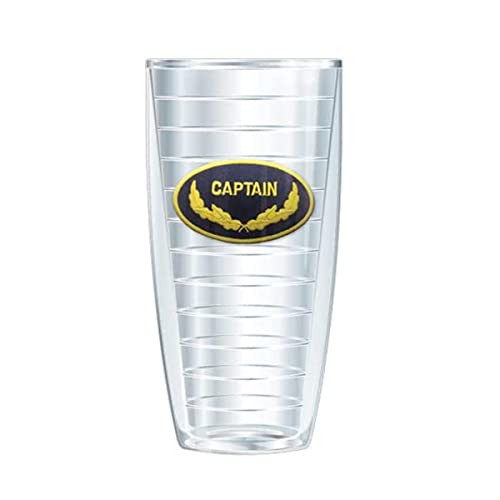 Freeheart Signature Tumblers Captain Emblem on Clear 22 Ounce Double-Walled Travel Tumbler Mug with Navy Blue Easy Sip Lid