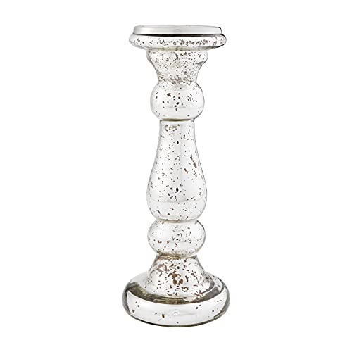 Mud Pie Medium Mercury Glass Candleholder, 12" x 4.75", Glass