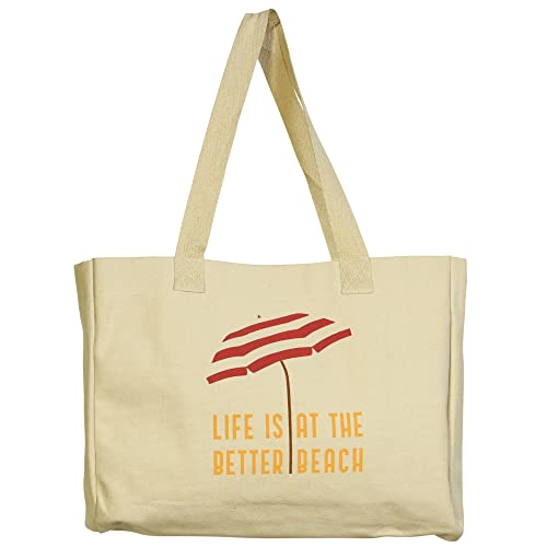 HomArt Life Is Better At The Beach Tote, 18-inch Length, Canvas