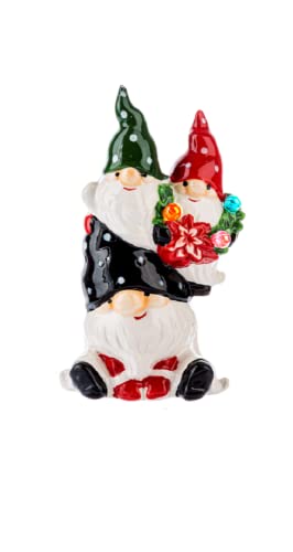 Ganz MX183551 LED Light Up Triple Gnome Figurine, 4.75-inch Height, Ceramic