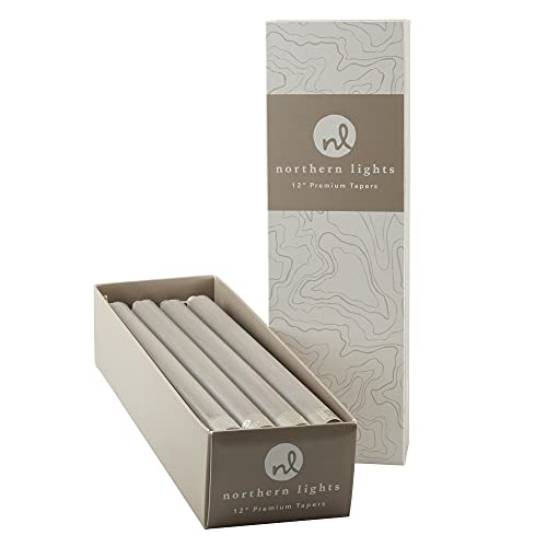 Northern Lights Candles Premium Tapers ‚Äì Stone ‚Äì 12inch (Pack of 12)