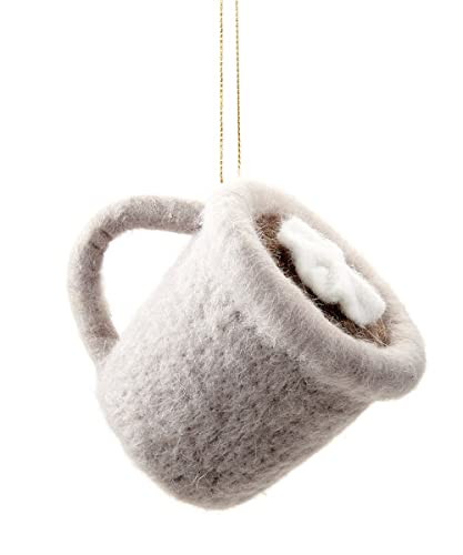 Giftcraft 684055 Christmas Hot Chocolate Mug Ornament with Sentiment, 4.8-inch Height, Wool